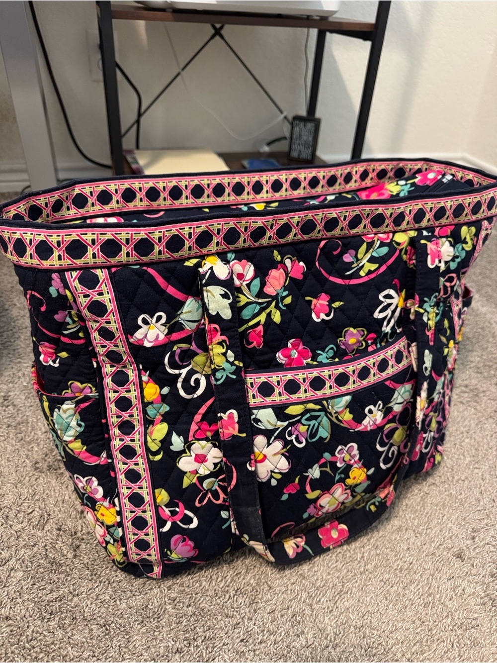 Vera Bradley Original Navy Quilted Floral Tote